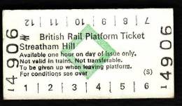 Railway Platform Ticket STREATHAM HILL BRB(S) Green Diamond Edmondson - Europe