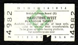 Railway Platform Ticket MAIDSTONE WEST BRB(S) Green Diamond Edmondson - Europe