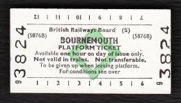 Railway Platform Ticket BOURNEMOUTH BRB(S) Green Diamond Edmondson - Europe