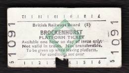 Railway Platform Ticket BROCKENHURST BRB(S) Green Diamond Edmondson - Europe