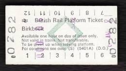 Railway Platform Ticket BIRKBECK BRB(S) Green Diamond Edmondson - Europe