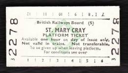 Railway Platform Ticket ST MARY CRAY BRB(S) Green Diamond Edmondson - Europa