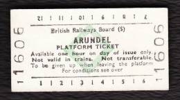 Railway Platform Ticket ARUNDEL BRB(S) Green Diamond Edmondson - Europe