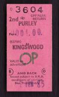 Railway NCR21 Ticket PURLEY Kingswood BR(S) Off Peak Return - Europa