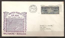 Etats-Unis D´Amérique USA 1938 N° PA 7 O Avion, Aviation, Ligne Postale, Fleur, Premier Vol, Baltimore, Bermudes, Ile - Lettres & Documents