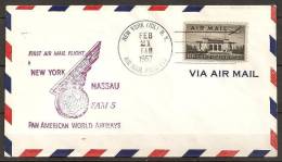 Etats-Unis D´Amérique USA 1957 N° PA 36 O Avion, Aviation, Pan Americain Airways, New York, Nassau, Poste Aérienne - Lettres & Documents