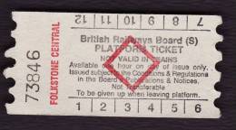Railway Platform Ticket FOLKESTONE CENTRAL BRB(S) Red Diamond AA - Europe