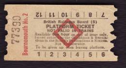 Railway Platform Ticket BOURNEMOUTH No.2 BRB(S) Red Diamond AA - Europa