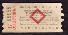 Railway Platform Ticket EAST CROYDON No.1 BRB(S) Red Diamond AA - Europa