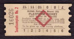 Railway Platform Ticket SOUTHAMPTON No.2 BRB(S) Red Diamond AA - Europe