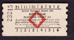Railway Platform Ticket HEXHAM BRB(N) Red Diamond AA - Europa