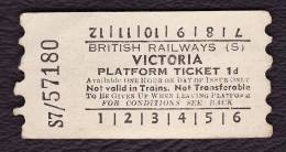 Railway Platform Ticket London VICTORIA 1d BTC(S) AA - Europa