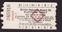 Railway Platform Ticket HAVANT No.1 BRB(S) Red Diamond AA - Europe