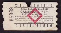 Railway Platform Ticket CAMBRIDGE "B" BRB(E) Red Diamond AA - Europe