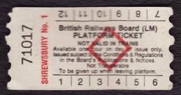 Railway Platform Ticket SHREWSBURY No.1 BRB(LM) Red Diamond AA - Europe