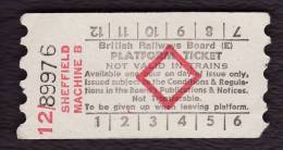 Railway Platform Ticket SHEFFIELD MACHINE B BRB(E) Red Diamond AA - Europe