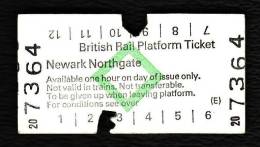 Railway Platform Ticket NEWARK NORTHGATE BRB(E) Green Diamond Edmondson - Europe