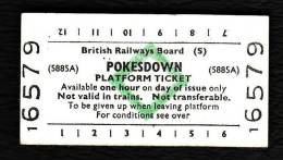 Railway Platform Ticket POKESDOWN BRB(S) Green Diamond Edmondson - Europe