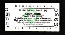 Railway Platform Ticket GODALMING BRB(S) Green Diamond Edmondson - Europe
