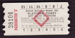 Railway Platform Ticket PADDINGTON 'A' BRB(W) Red Diamond AA - Europa