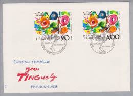 Schweiz 1988-11-25 Tinguely-FDC Mit France-Marke - Lettres & Documents