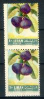 LEBANON LIBAN 1962  Fruits 1p Figs Pair Printed Both Side  Very Fine And Scare - Libanon
