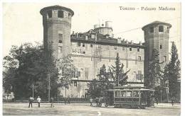 CARTOLINA   - TORINO -  PALAZZO MADAMA - TRAM - ANIMATA - VIAGGIATA NEL 1911 - Palazzo Madama