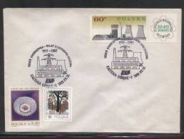 POLAND 1987 ENERGY WORKERS DAY 70TH ANNIV LAZISK POWER STATION COMM CANCEL ON COVER PYLON - Elettricità