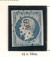 1852 Effigie Louis-Napoléon Bonaparte 25 C Bleu   Y&T N° 10 - 1852 Luis-Napoléon