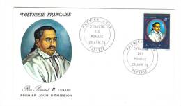 Premier Jour D´ Emission, FDC: Polynesie Française, Papeete, Roi Pomare II, 28-04-76 (13-1364) - FDC