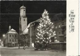 GERMANY 1961- POSTCARD – WEILHEIM – MARLEN SQUARE  - XMAS & NEW YEAR WISHES –SHINING FLOWN TO PEISSENBERG W 1 ST OF 10 P - Weilheim