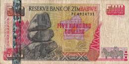 Billets -  B741 - Zimbabwe   - Billet  Five Hundred Dollars ( Type, Nature, Valeur, état... Voir 2 Scans) - Simbabwe