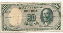 Billets -  B750 - Chili  - Billet   50 Pesos ( Type, Nature, Valeur, état... Voir 2 Scans)-Envoi Gratuit - Chili