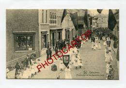 PROCESSION De St Mansuete-1903-LESSINES-Religion-Enfants-Animation-Bannieres-Cortege-Magasins-BELGIEN-BELGIQUE- - Lessines