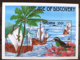 TANZANIE Oiseaux, Bateaux  500th ANNIVERSARY OF AMERICA DISCOVERY  ** MNH - Christoph Kolumbus