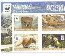 2013. Tajikistan, WWF, Altay Weasel, 4v IMPERFORATED Se-tenant, Mint/** - Tagikistan