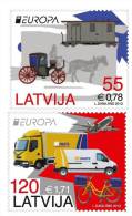 Latvia 2013 EUROPA CEPT Mail, Post Transport Old Car , Horse,railroad, Bicycle  MNH - 2013