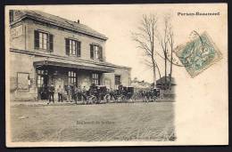 Delcampe - CPA ANCIENNE- FRANCE- PERSAN-BEAUMONT (95)- LA GARE EN HIVER  ET LE BOULEVARD- STATION DES FIACRES-TAXIS-  GROS PLAN ANI - Persan