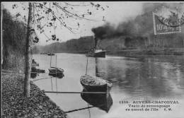 95 AUVERS CHAPONVAL TRAIN DE REMORQUAGE EN AMONT DE L ILE - Auvers Sur Oise