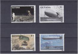 Espace - Zeppelins - Guyane - Michel 2485 / 88 Oblitéré - Bloc De 1989 - Valeur 8,50 Euros - Zeppelins