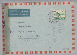 Schweiz Flugpost 1945-03-20 Zürich4 Zensurbrief Nach New York 1Fr. Grün - Sonstige & Ohne Zuordnung