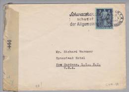 Schweiz 1945-01-22 Zürich Zensurbrief Nach USA New York 50Rp.Einzelfrankatur - Storia Postale