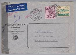 Schweiz 1945-02-10 Weinfelden Luftpost-Zensurbrief Nach USA New York 70Rp.+1Fr. - Lettres & Documents