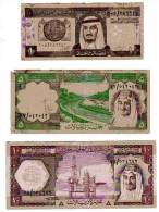 BILLET ARABIE SAOUDITE - P.21, P.18, P.17 -  LOT DE 3 BILLETS - 1, 5 Et 10 RIYAL - Saoedi-Arabië