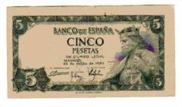 BILLET ESPAGNE - P.146 - CINCO PESETA - 22 JUILLET 1954 - ALPHONSE X - MUSEE ET BIBLIOTHEQUE DE MADRID - 5 Peseten