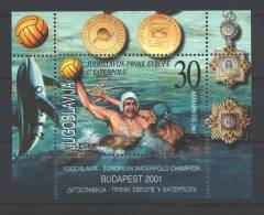 Jugoslawien – Yugoslavia 2001 Gold Medal, Water Pollo Championships S/S MNH, 5 X; Michel # Block 51 - Blocks & Sheetlets