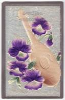 PANSIES - MANDOLIN - PAPIER MACHE DECORATED VINTAGE POSTCARD ~ Ca 1910s GERMANY [5663] - Sonstige & Ohne Zuordnung