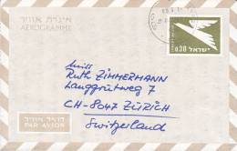 Israel Airmail Par Avion Postal Stationery Ganzsache Entier Aerogramme DOAR GEVAT 1969 Cover Brief To ZÜRICH Switzerland - Aéreo