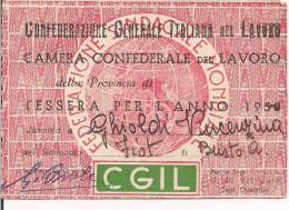 CGIL, TESSERA ANNO 1950, VARESE, - Labor Unions