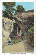 Yosemite National Park California, Arched Rock El Portal Road, Bus, 1920s/30s Vintage Postcard - Yosemite